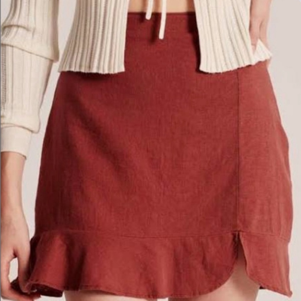 Linen Mini Skirt with Ruffle Hem